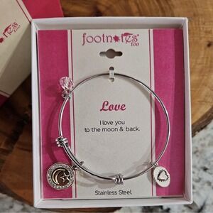 Footnotes Too Family Circle of Strength Love Hope Charm Bangle Bracelet